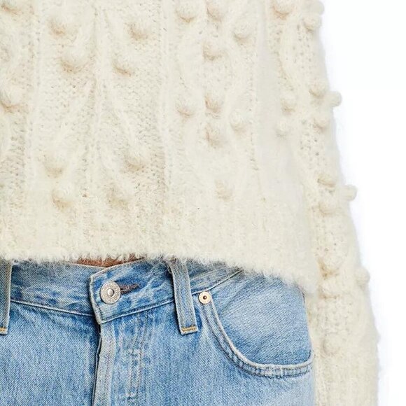 FRAME Popcorn Pullover Sweater | Cream Textured Knit | Size XL | NWT - Picture 5 of 7